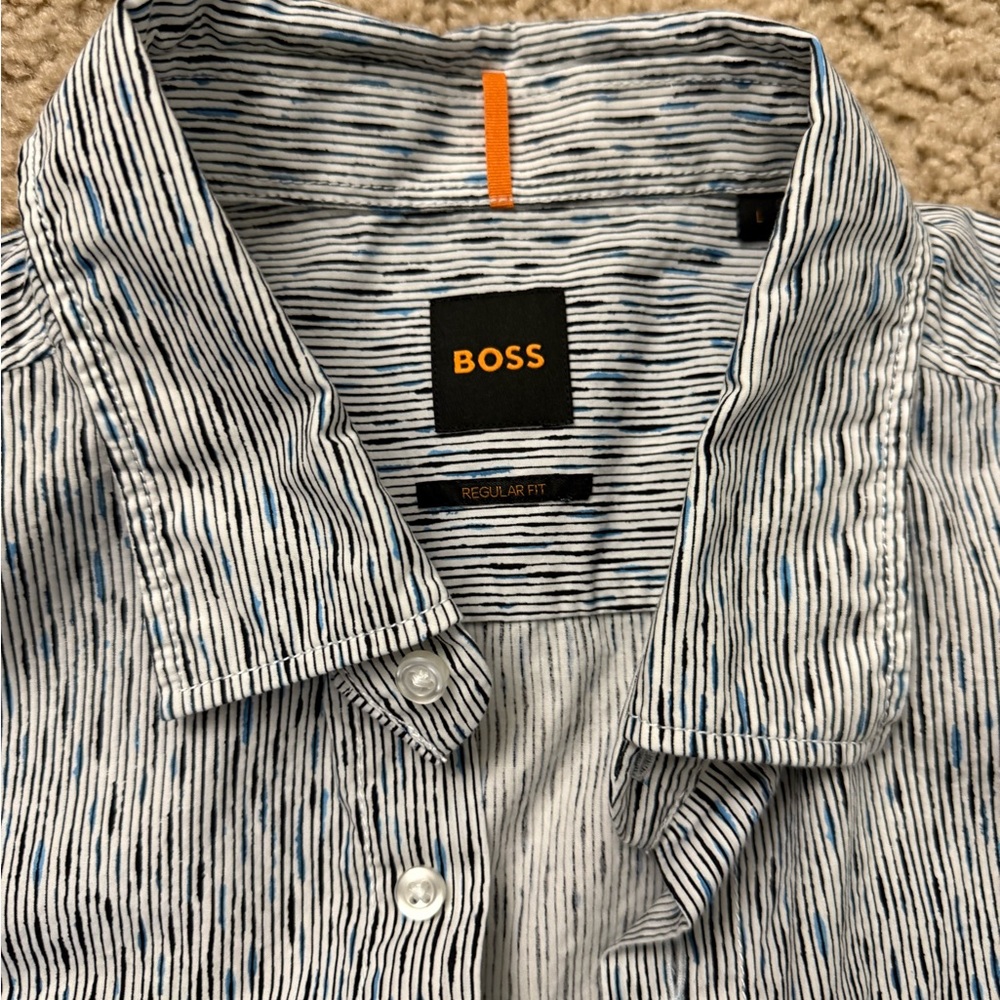 Boss Light Blue Patterned Button Down Shirt - image 2